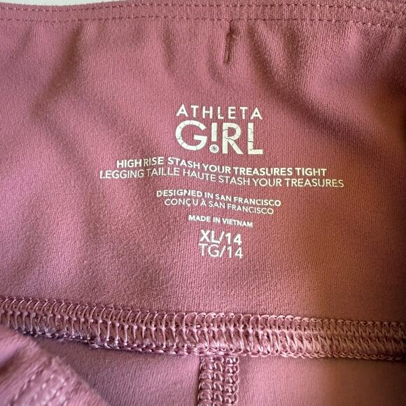 Athleta Girl High Rise Stash Your Treasures Pink Legging XL 14 - Picture 8 of 12